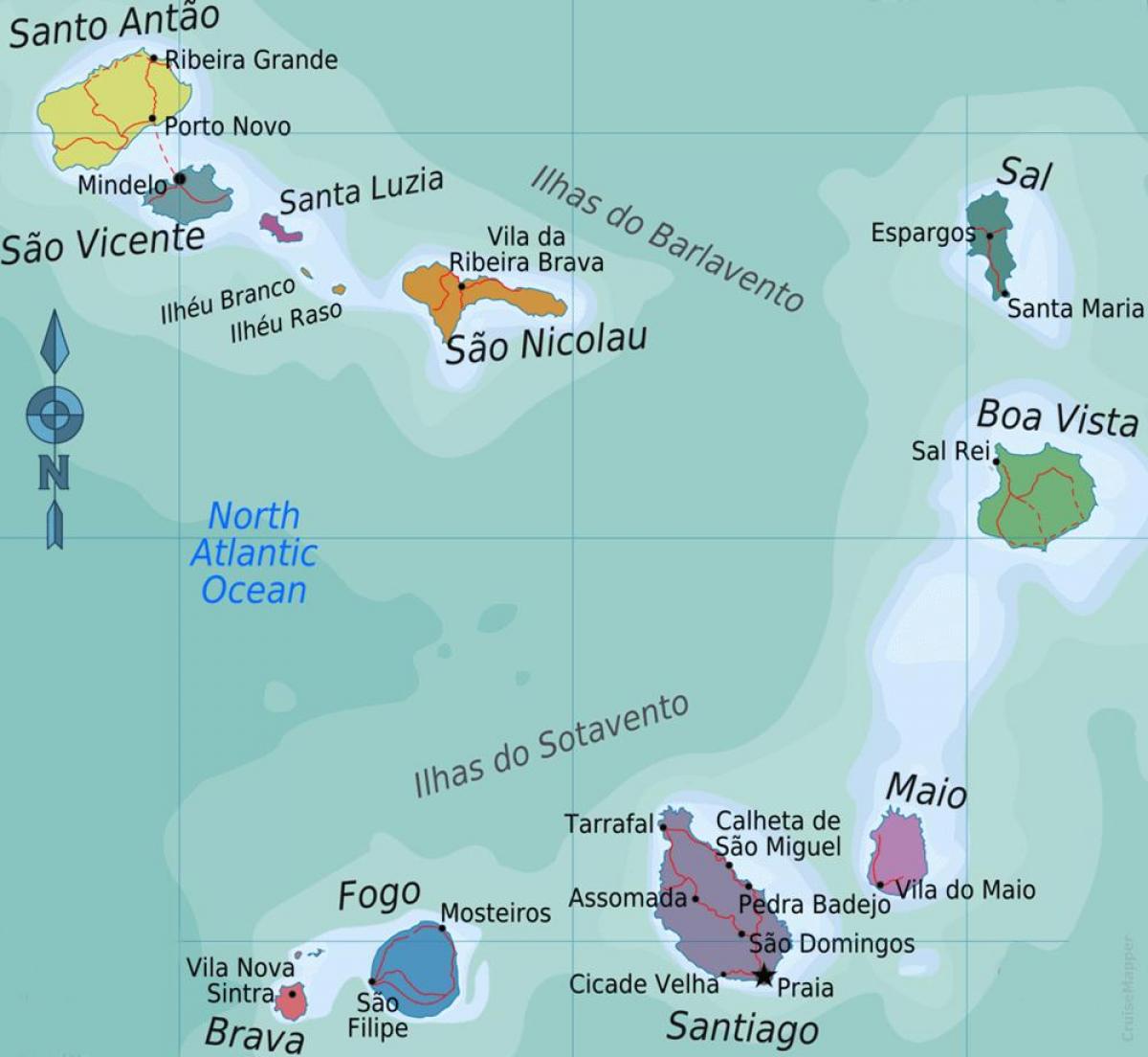 Капе Верде локација острва мапи 
